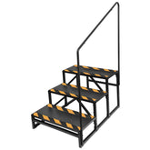 OUTPRIZE front view of three-step RV stair showing stability and wide treads