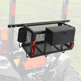 OUTPRIZE front view showing basket on ROPS for organized storage