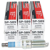 OVERSTOCKDIRECT spark plug front view showing part number and fitment benefit