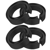 OwnMy front view of four rubber coil spring spacers showing product and packaging benefit durable boost