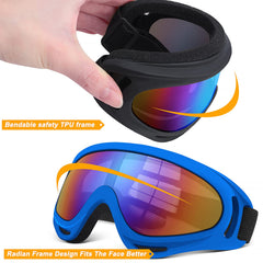 OXG adjustable strap being stretched, illustrates helmet-compatible fit