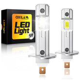 OXILAM H1 front packaging showing bulb pair and features for quick purchase clarity