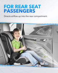 OXILAM passenger-side deflector installed directing air toward occupants