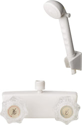 OYMOV front view of white faucet kit showing complete package and ease