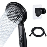 OYMOV shower head front view showing matte black finish and modern design for style