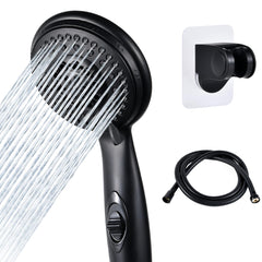 OYMOV shower head front view showing matte black finish and modern design for style