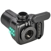 Oyviny front view of 7-way adapter showing plug and sockets, clear fit benefit