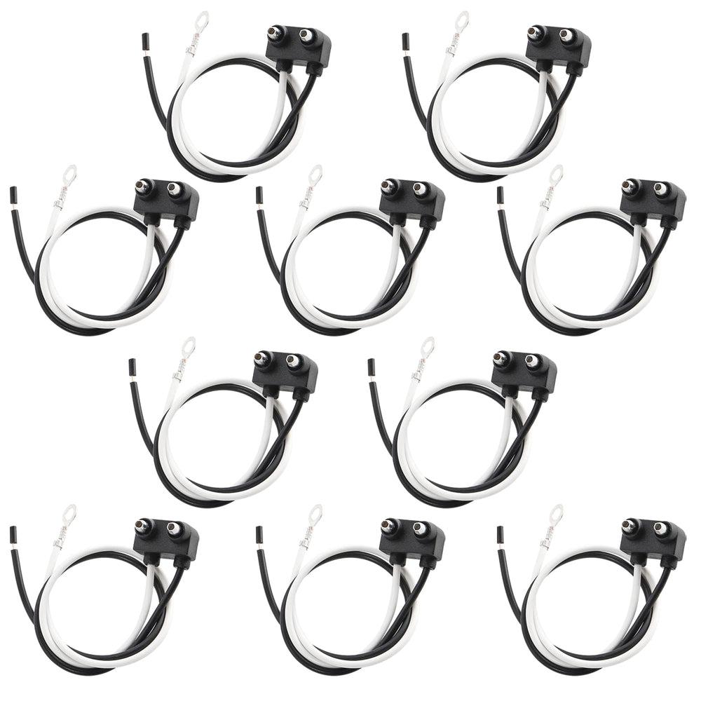 Oyviny front view of PL-10 right-angle pigtail showing plug and wires for easy replacement