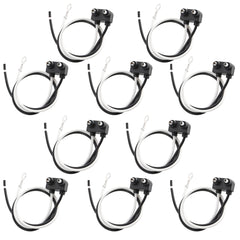 Oyviny front view of PL-10 right-angle pigtail showing plug and wires for easy replacement