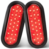 Oyviny front view of 6 inch oval LED tail light showing clear lens and bright red LEDs benefit visibility