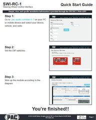 PAC SWI-RC-1 DIP switches and ports showing easy pre-program setup
