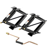 Pafessa front view of two scissor jacks showing included crank handle and mounting plate for easy installation