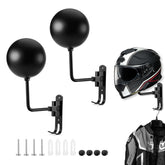 PAHTTO front view of two wall-mounted helmet holders showing compact storage benefit