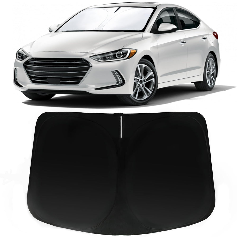 PAIMOHO installed front view on Elantra windshield shows full coverage and sun blocking benefit