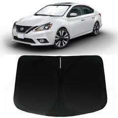 PAIMOHO front view installed in Nissan Sentra showing full windshield coverage and protection
