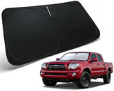 PAIMOHO front view of sun shade on Tacoma windshield showing exact fit and protection