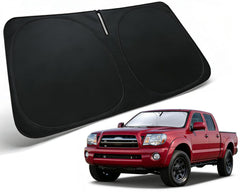PAIMOHO front view of sun shade on Tacoma windshield showing exact fit and protection