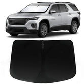 PAIMOHO front view of custom-fit sun shade showing full windshield coverage and protection