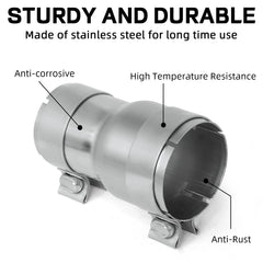 PALOZO adapter installed on a vehicle exhaust demonstrating easy repair benefit