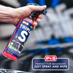 P & S PROFESSIONAL DETAIL PRODUCTS Triple S droplet texture illustrating low-friction formula