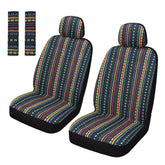 Pariitadin full front seat cover installed showing bold red blue stripes and protection benefits