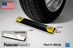 PARKING TARGET installed on garage floor demonstrating consistent stopping point