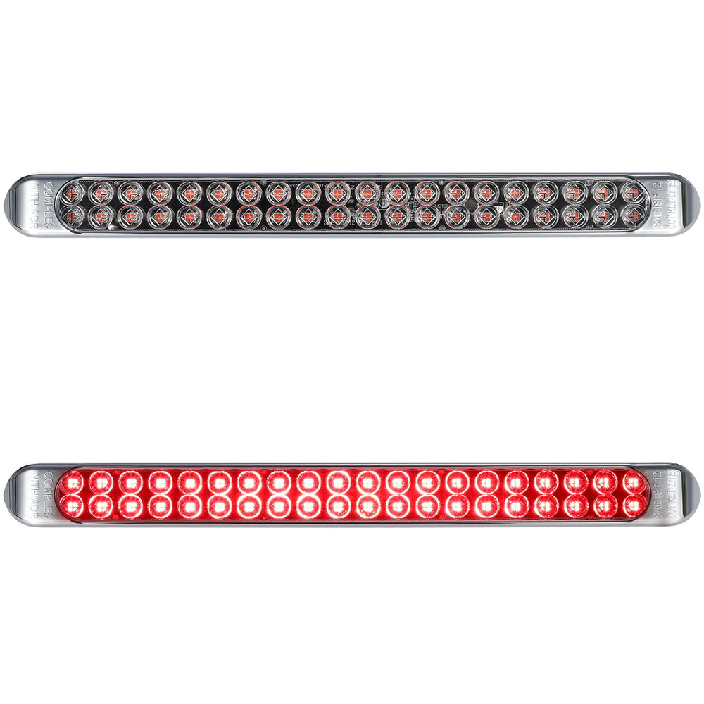 Partsam front view clear lens showing red LEDs for improved visibility