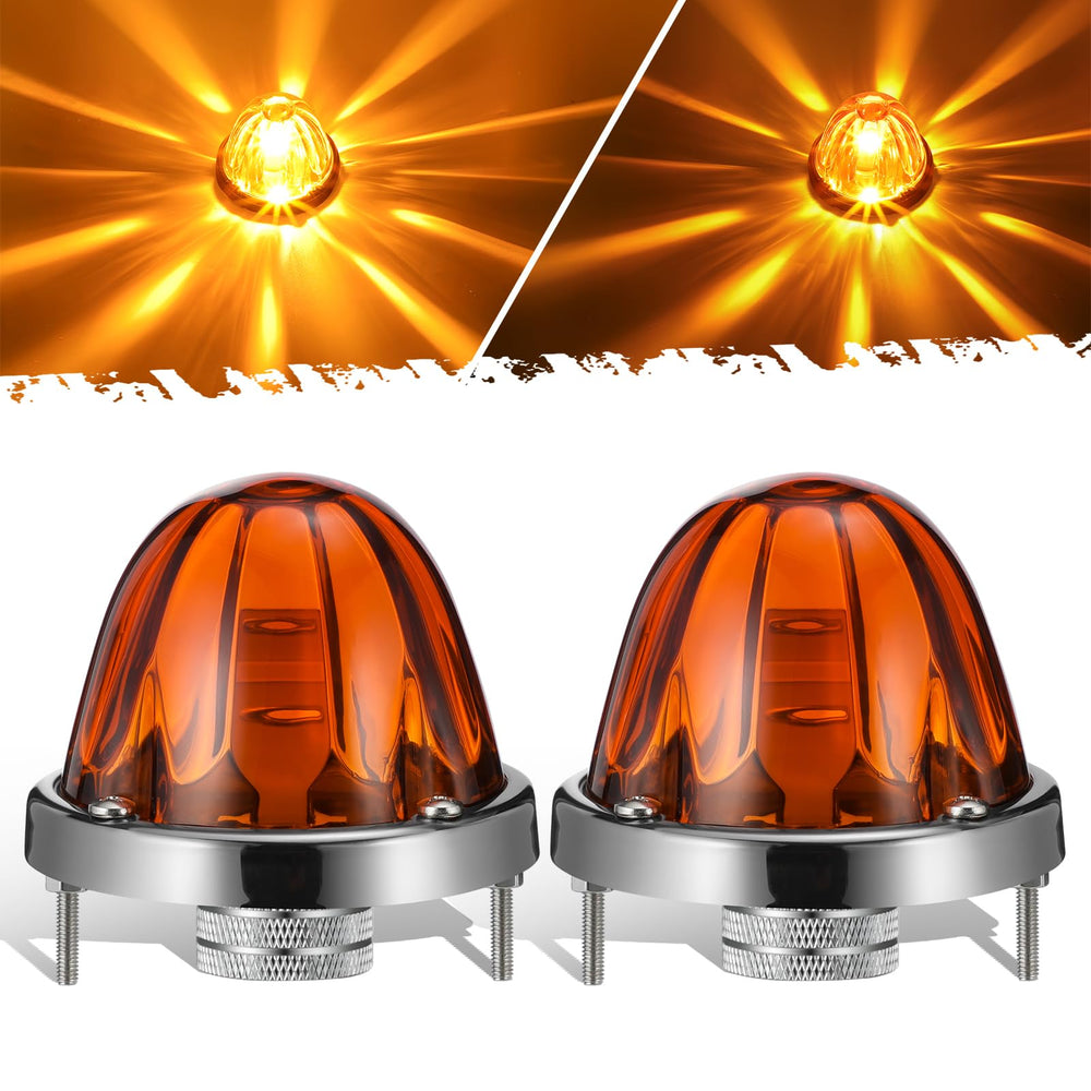 Partsam front view amber glass light showing clear lens and bright output benefit