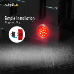 Partsam close-up of 13 LEDs delivering uniform bright red illumination