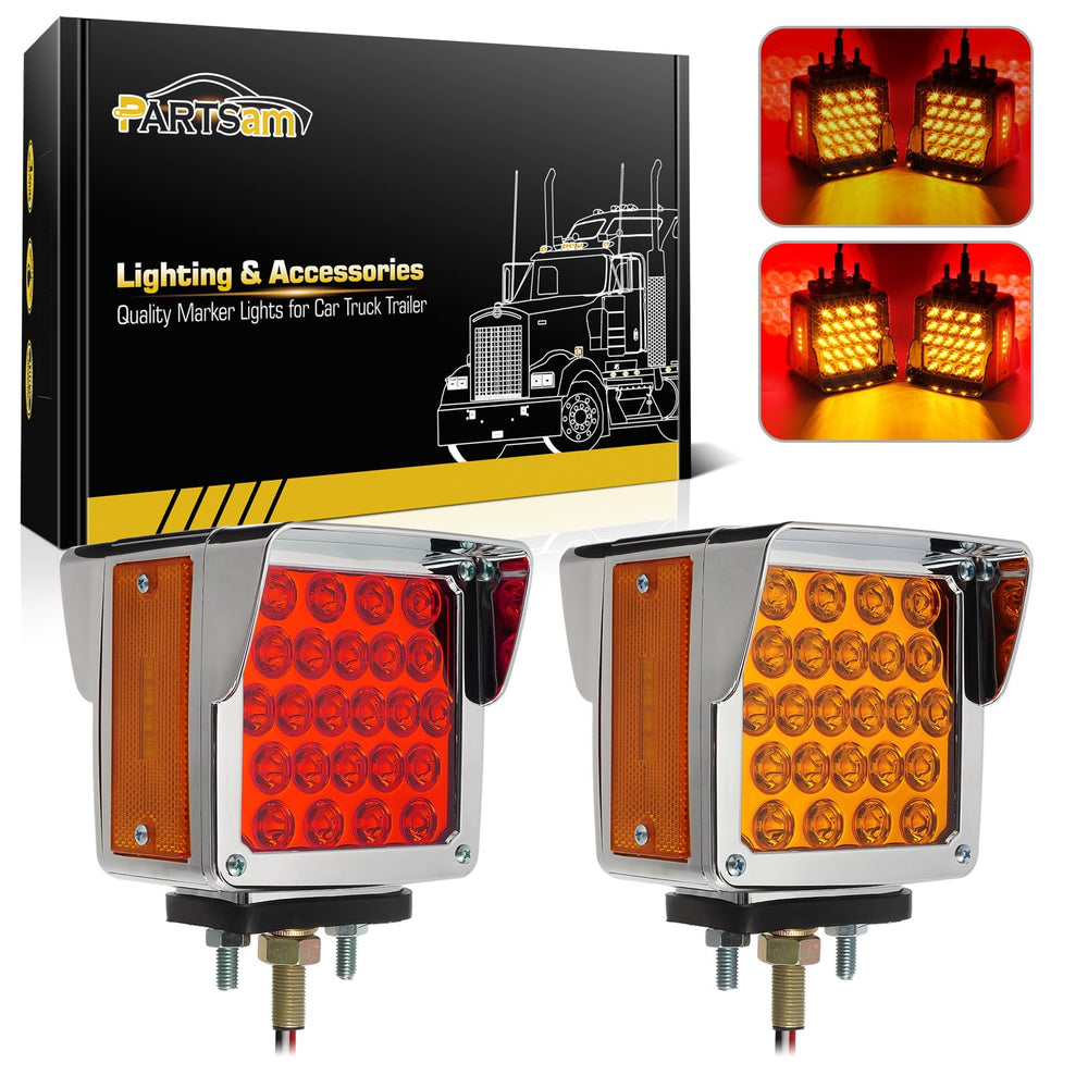 Partsam front-facing double-face pedestal light showing red and amber faces for clear signaling