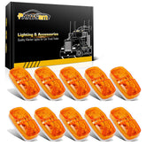 Partsam front view amber 2x4 marker light showing clear lens and bright output