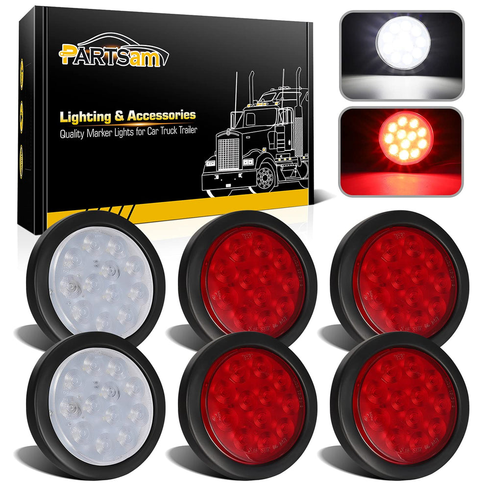 Partsam front view of 4-inch round LED kit showing clear function and brightness