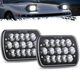 Partsam front view 7x6 LED headlight showing bright DRL and clear optics for improved visibility