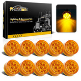 Partsam front view of amber 2-inch marker light showing bright visibility