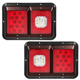 Partsam front view double LED taillight showing clear reverse lens and red stop LEDs for visibility