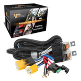 Partsam front view of H4 H6054 relay harness showing plug layout and connectors for easy install
