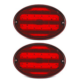 Partsam front view of oval LED tail light showing bright red lens and visibility