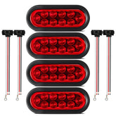 Partsam front view of oval red LED light showing bright lamp face and visibility benefit