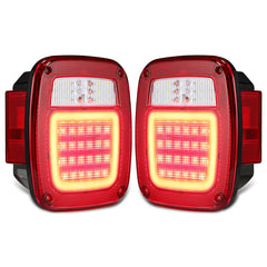 Partsam front view red lens tail light showing bright halo benefit