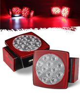 Partsam front view of square LED trailer light showing clear red lens and reflector benefit