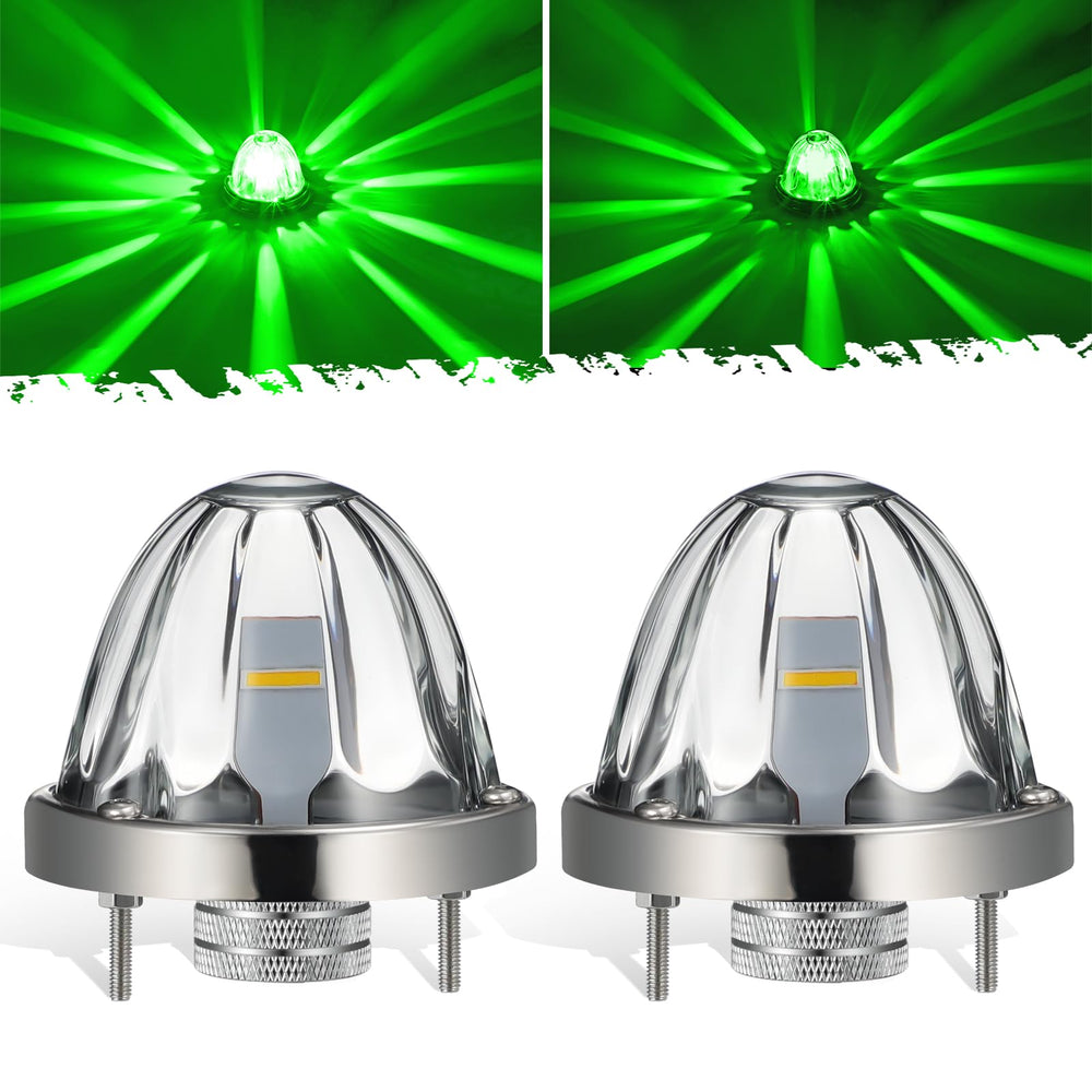 Partsam front view green watermelon LED marker light showing clear lens benefit
