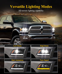 Partsam headlight side profile with mounting points, simplifies direct-fit installation