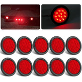 Partswcgg front view of 4-inch red LED tail light showing bright lens and road visibility