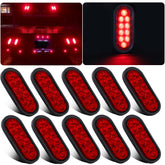 Partswcgg front view of 6-inch oval LED tail light showing bright red lens and clear signaling