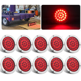 Partswcgg front view of flange-mounted red LED light showing bright visibility