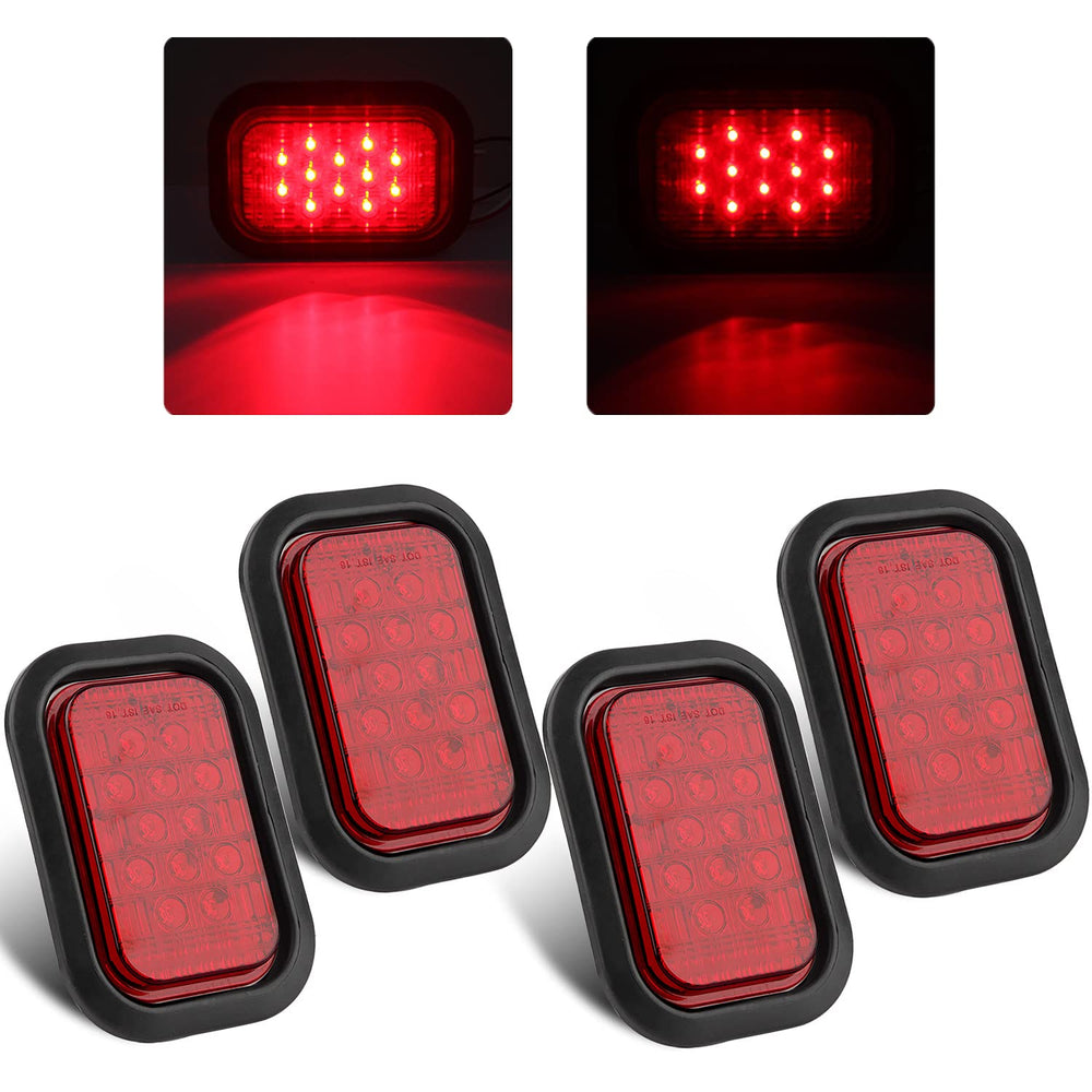 Partswcgg front view rectangular LED tail light shows clear lens for improved visibility