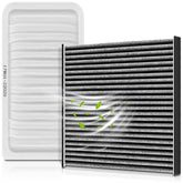 partszen front view of engine and cabin filter kit showing contents for fit verification