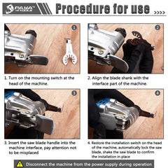 PAYA TOOLS attached to oscillating tool demonstrating universal fit