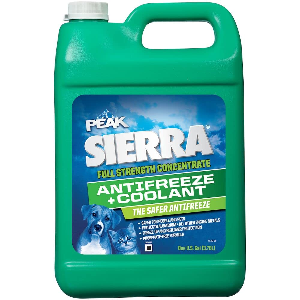 PEAK Sierra front label on 1-gallon bottle showing product and safe handling benefits