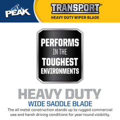 PEAK Transport rubber edge detail emphasizing heavy-duty rubber for streak-free wiping